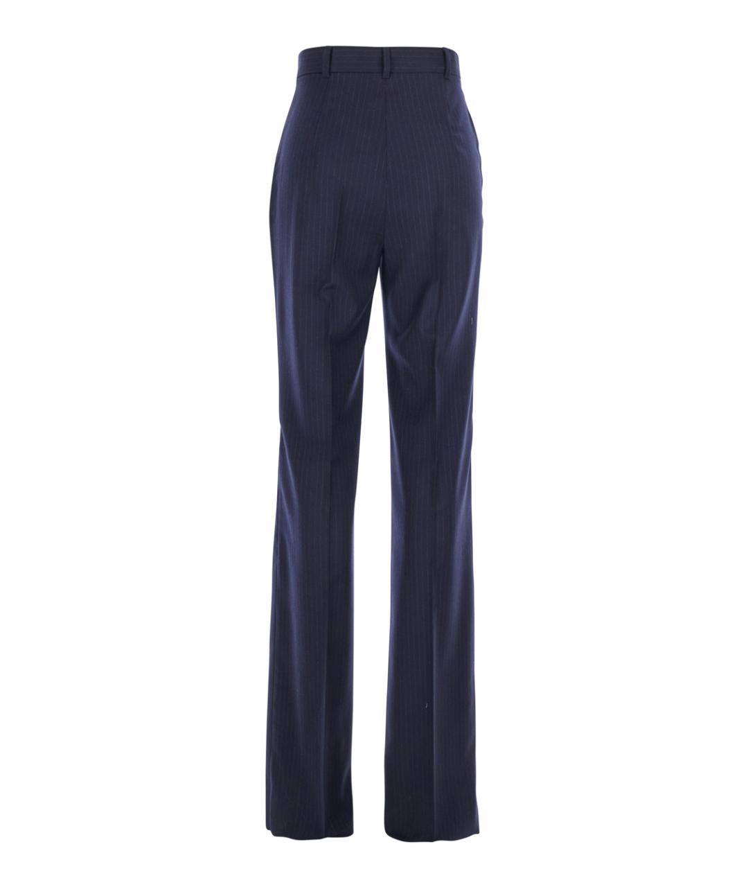 MAX MARA STUDIO Синие шерстяные прямые брюки, фото 2