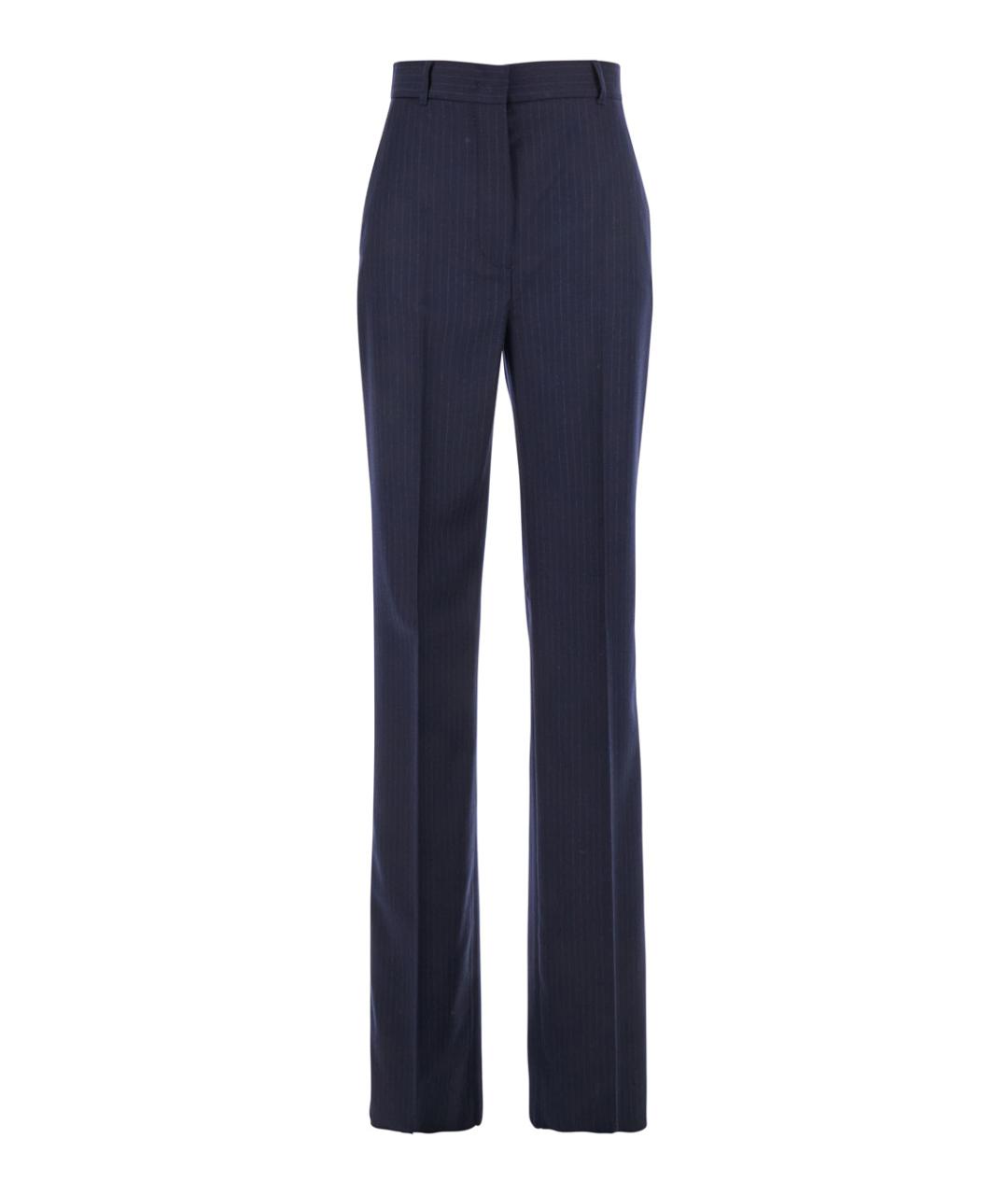 MAX MARA STUDIO Синие шерстяные прямые брюки, фото 1