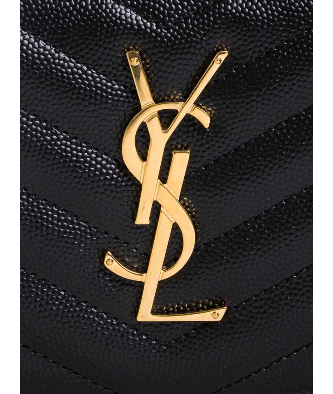 SAINT LAURENT Черный кожаный кошелек, фото 4