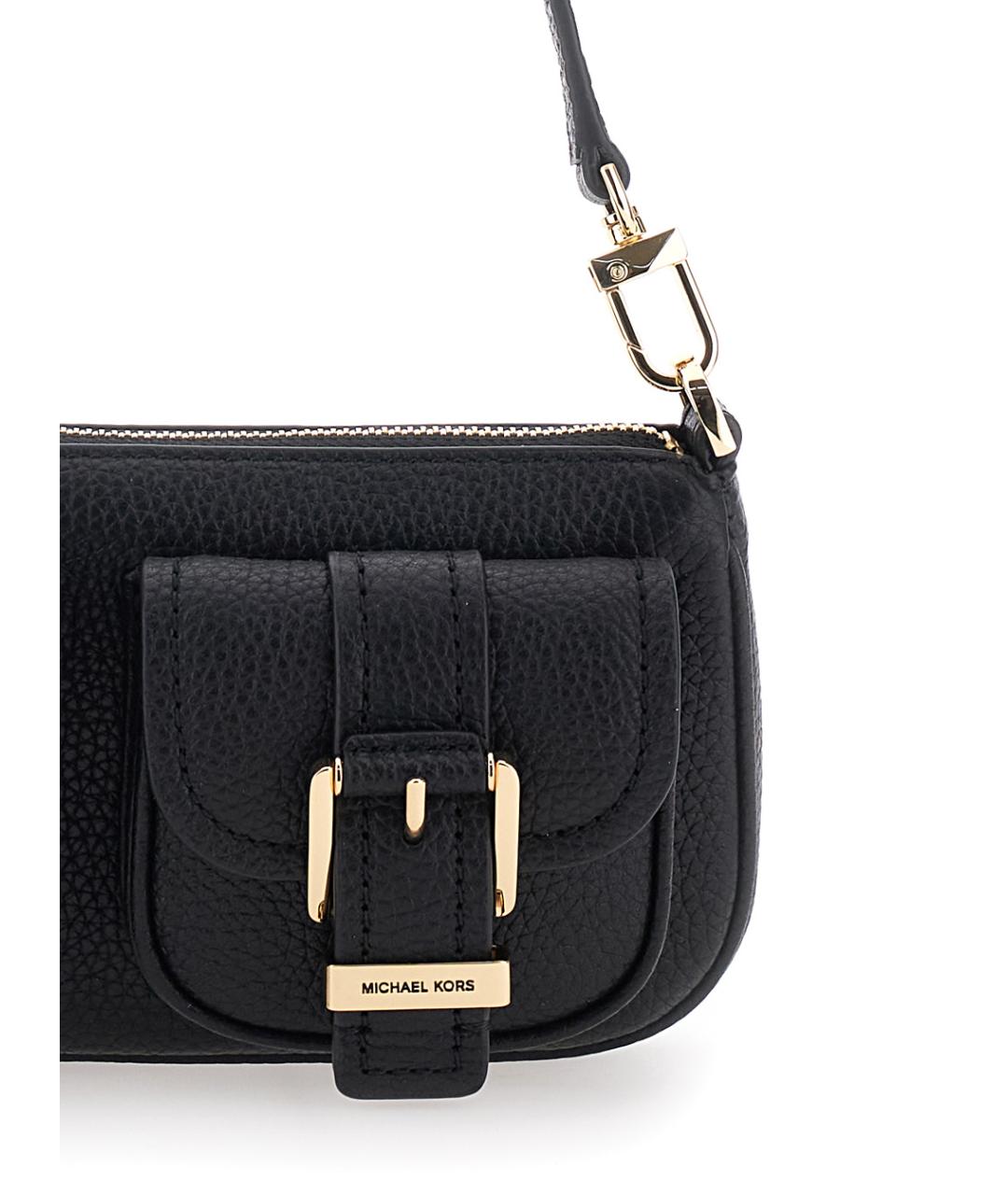 MICHAEL MICHAEL KORS Черная кожаная сумка через плечо, фото 3