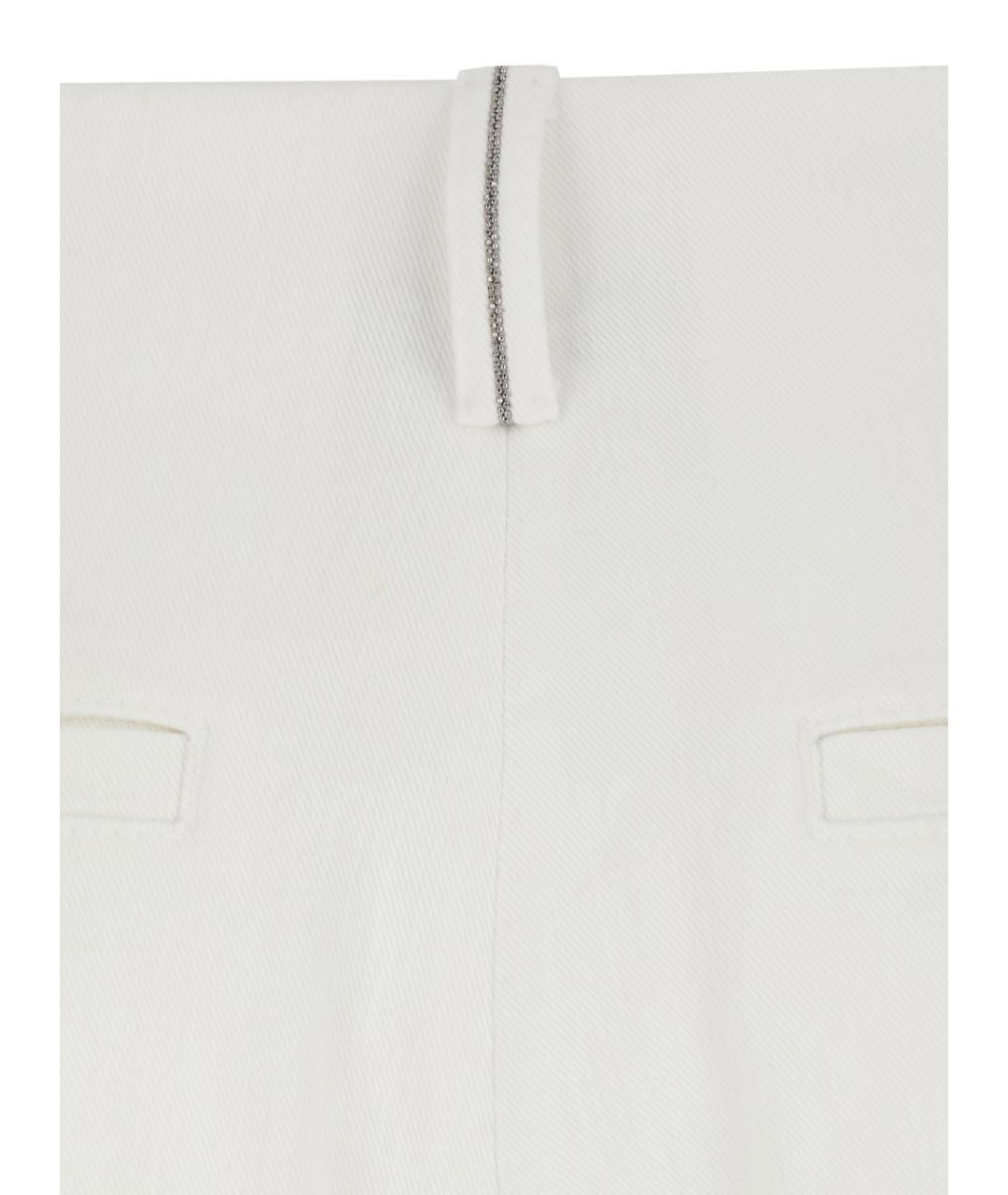 BRUNELLO CUCINELLI Белые хлопковые прямые брюки, фото 3