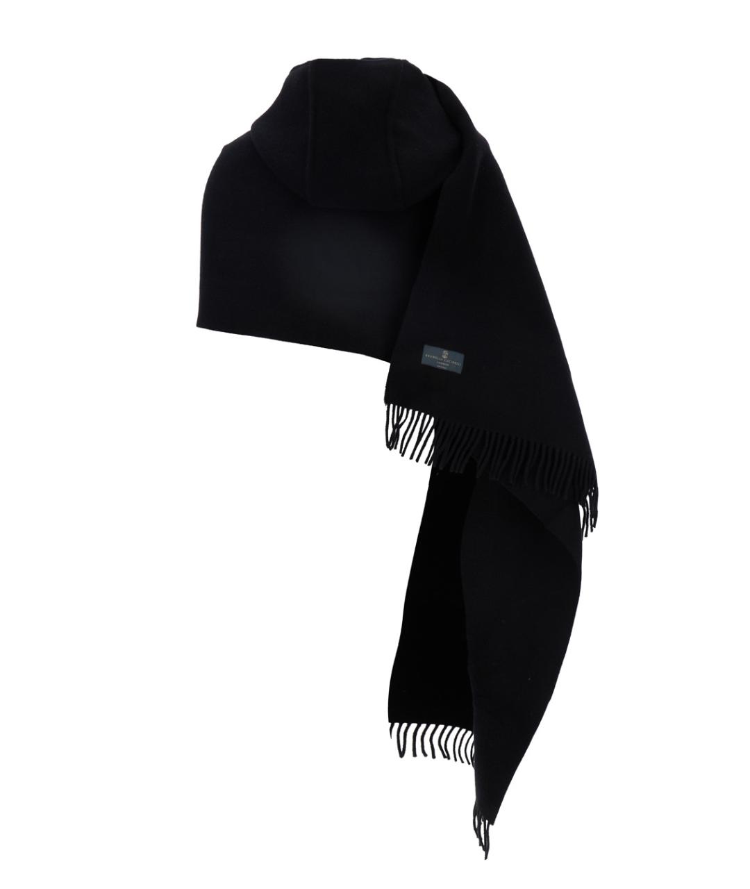 BRUNELLO CUCINELLI Черный шерстяной шарф, фото 3