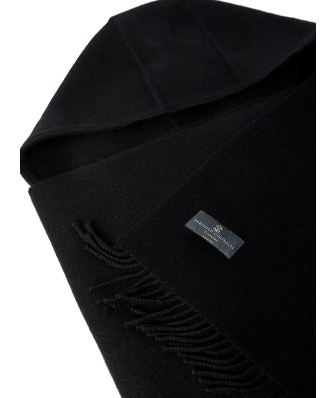 BRUNELLO CUCINELLI Черный шерстяной шарф, фото 4