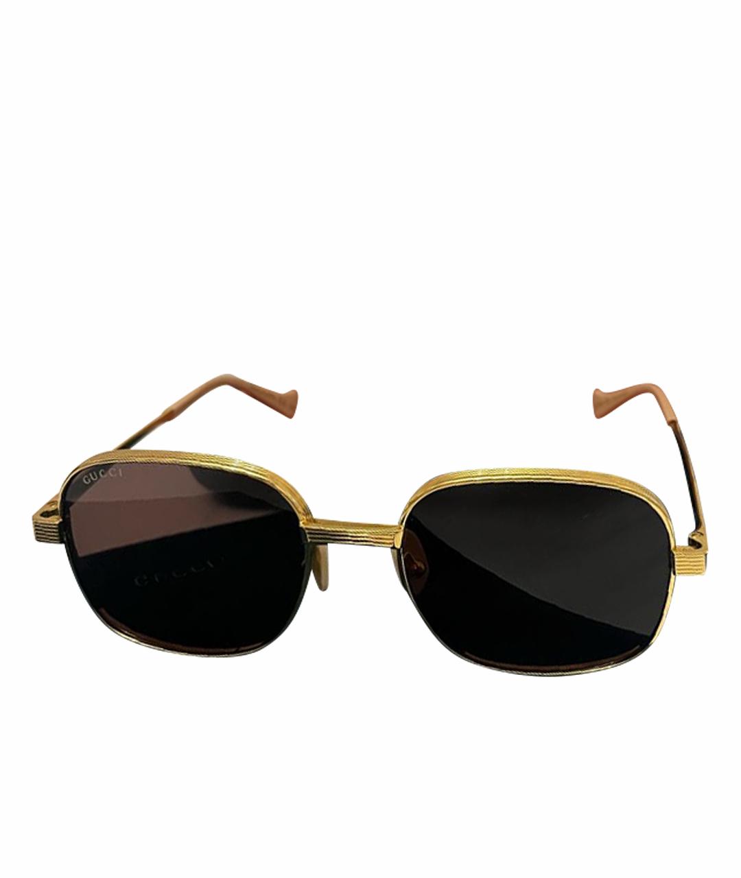 GUCCI Золотые металлические солнцезащитные очки, фото 1