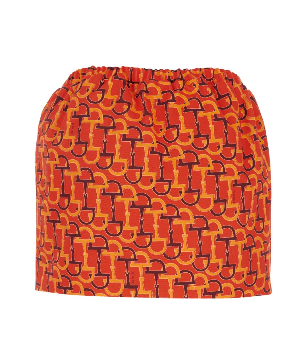 GUCCI Оранжевая хлопковая юбка мини, фото 2