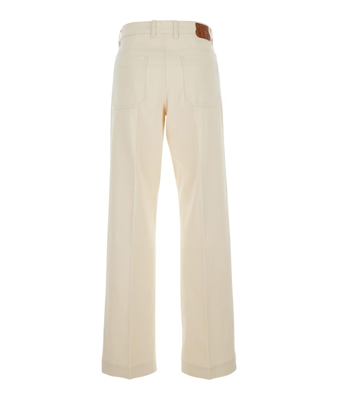 MONCLER Бежевые хлопковые прямые джинсы, фото 2