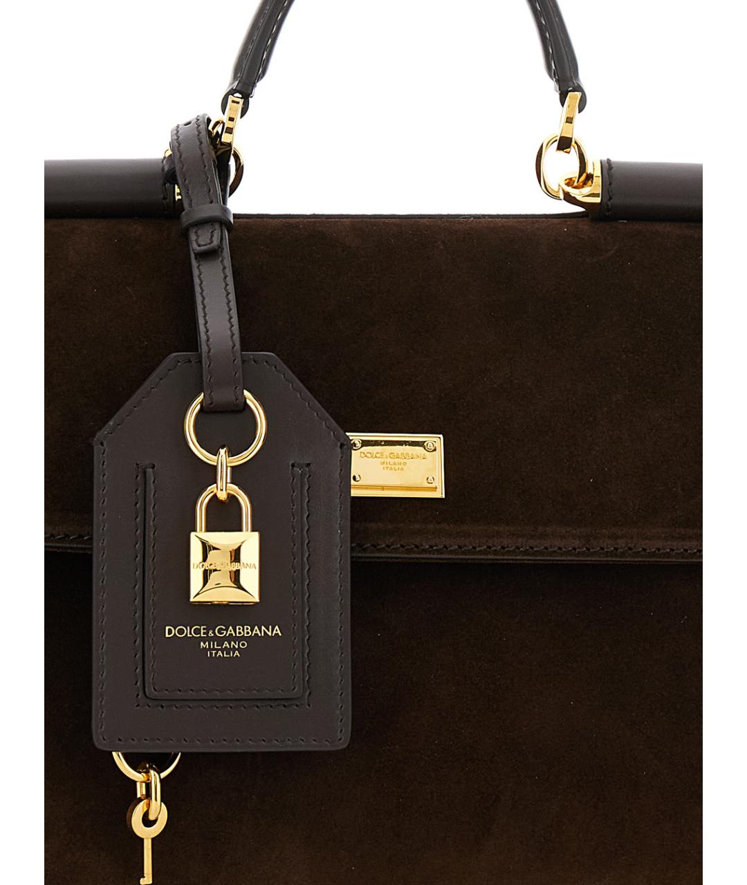 DOLCE&GABBANA Коричневая замшевая сумка с короткими ручками, фото 3