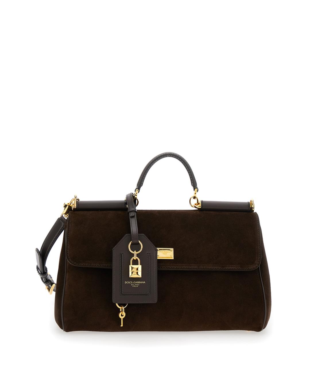 DOLCE&GABBANA Коричневая замшевая сумка с короткими ручками, фото 1