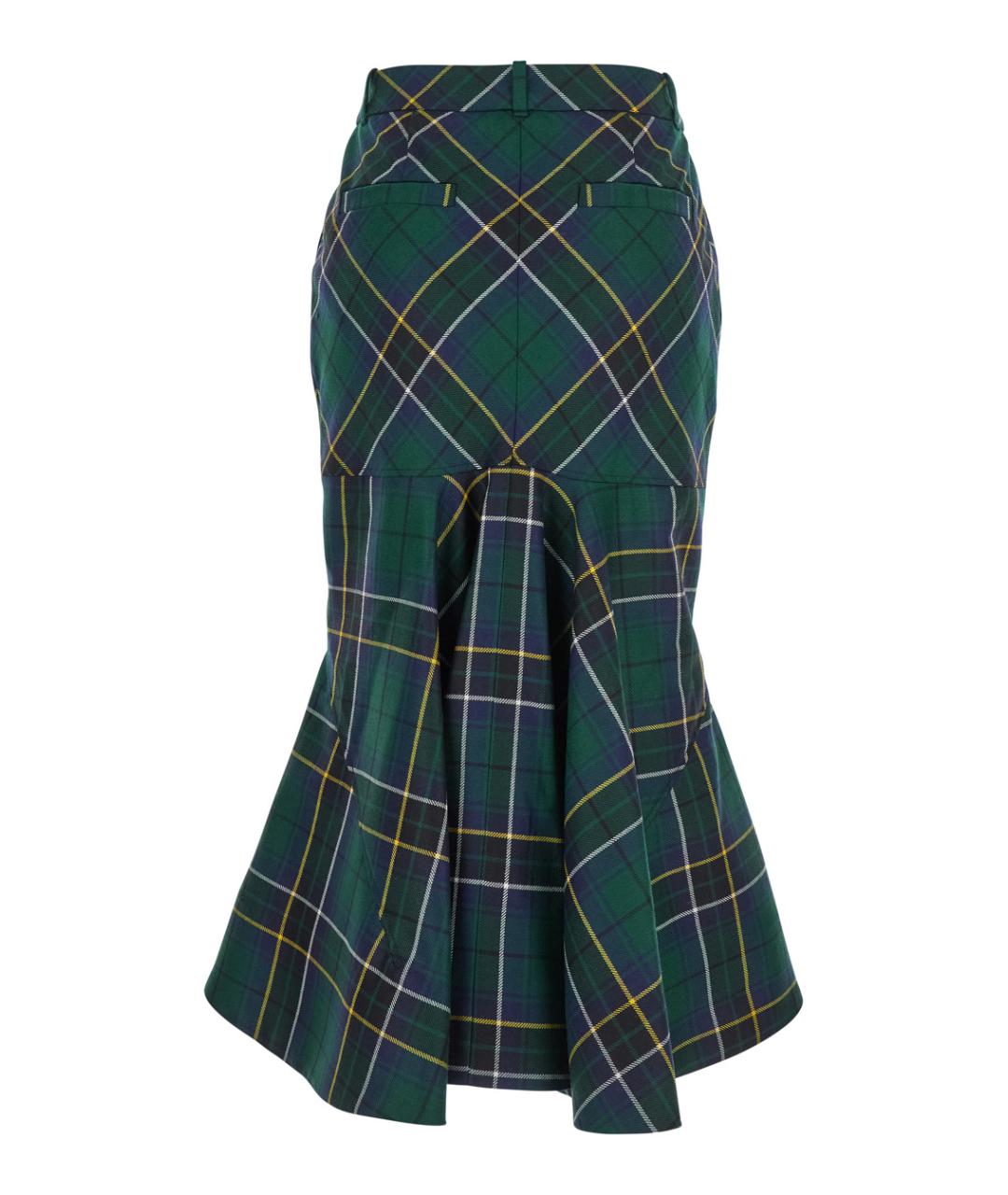 ALEXANDER MCQUEEN Зеленая хлопковая юбка миди, фото 2