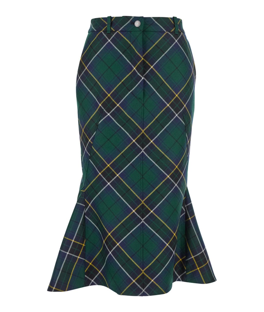 ALEXANDER MCQUEEN Зеленая хлопковая юбка миди, фото 1