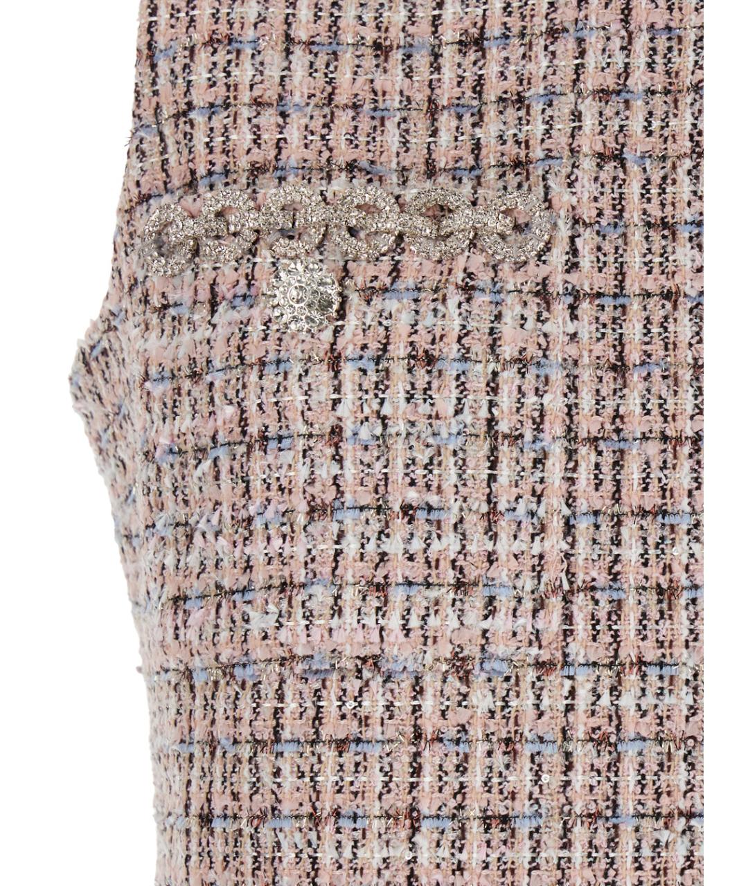 SELF-PORTRAIT Розовое твидовое повседневное платье, фото 3