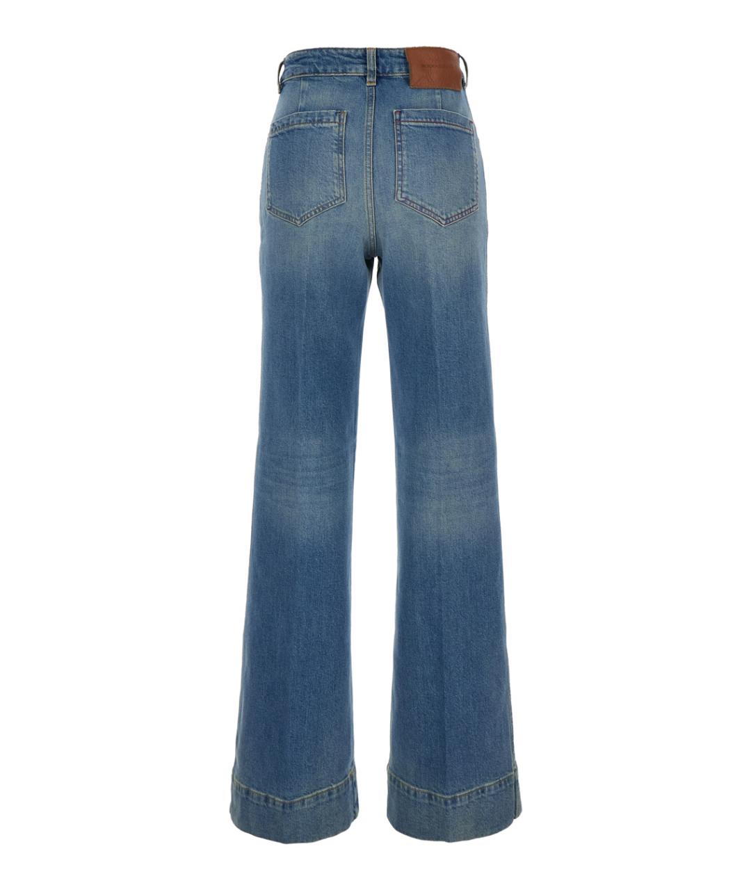 VICTORIA BECKHAM Синие хлопковые прямые джинсы, фото 1