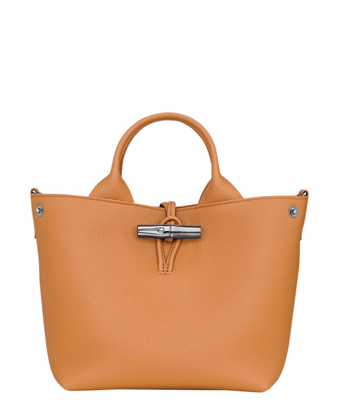 LONGCHAMP Бежевая кожаная сумка с короткими ручками, фото 2