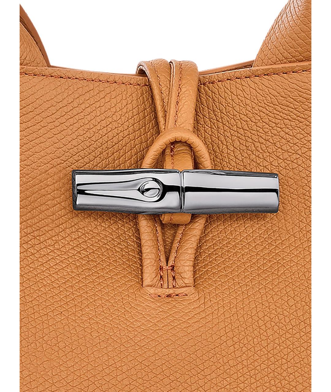 LONGCHAMP Бежевая кожаная сумка с короткими ручками, фото 3