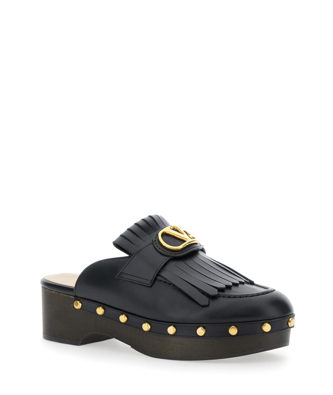 VALENTINO Черные кожаные мюли, фото 2