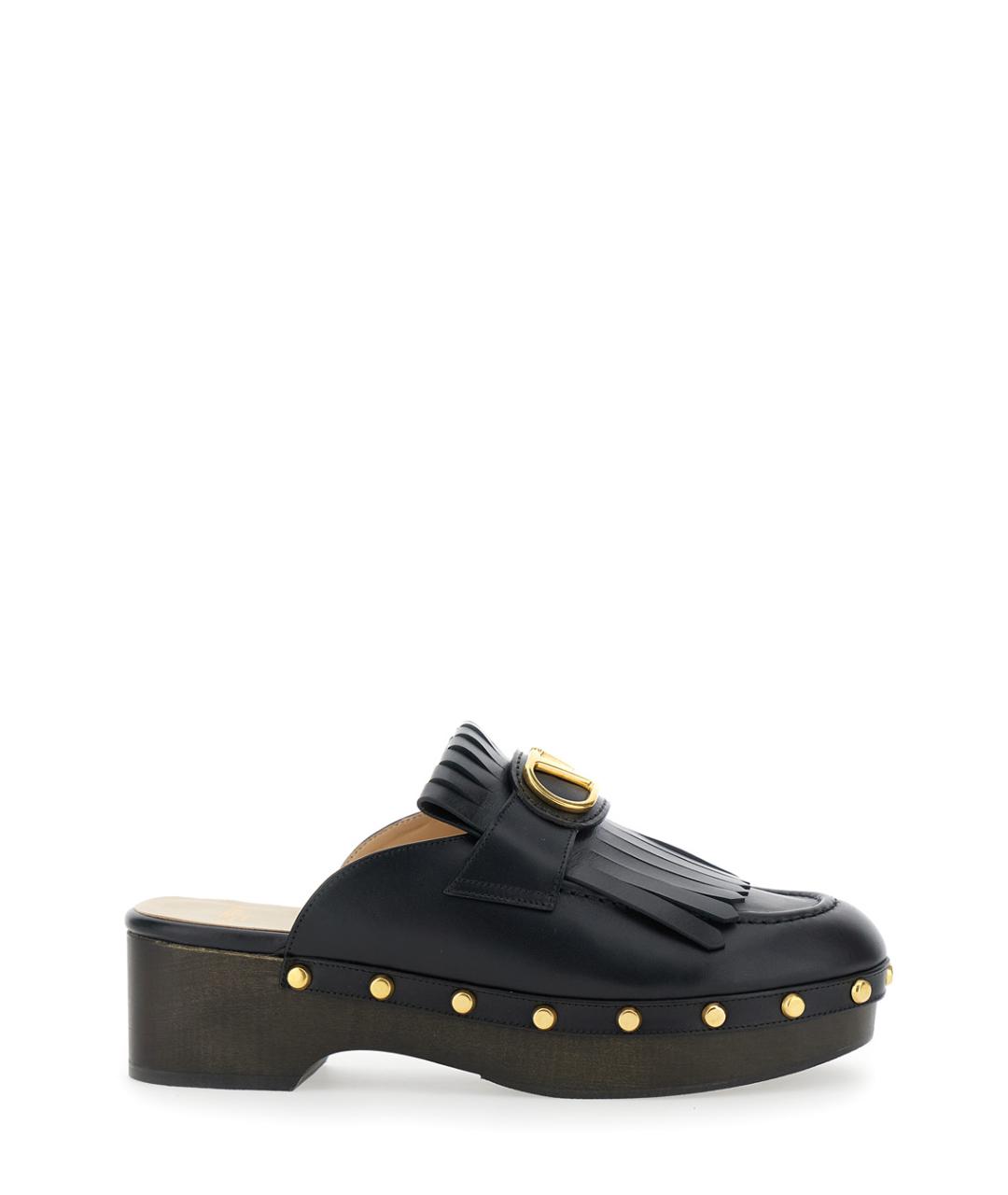 VALENTINO Черные кожаные мюли, фото 1