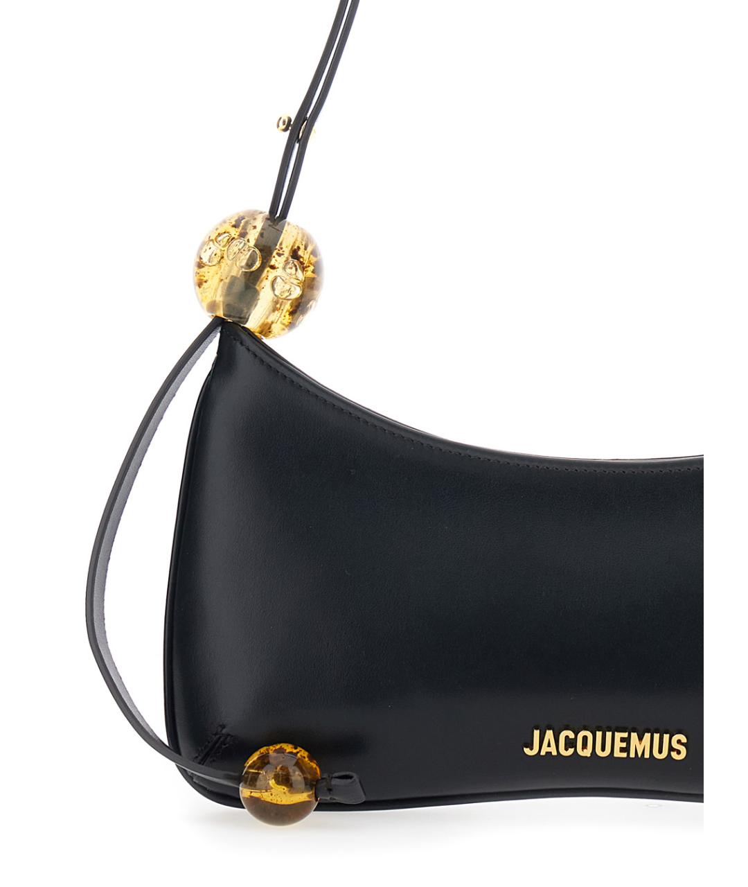 JACQUEMUS Черная кожаная сумка через плечо, фото 3