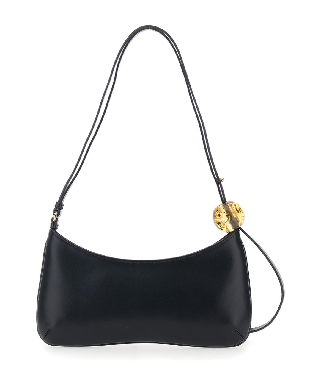 JACQUEMUS Черная кожаная сумка через плечо, фото 2