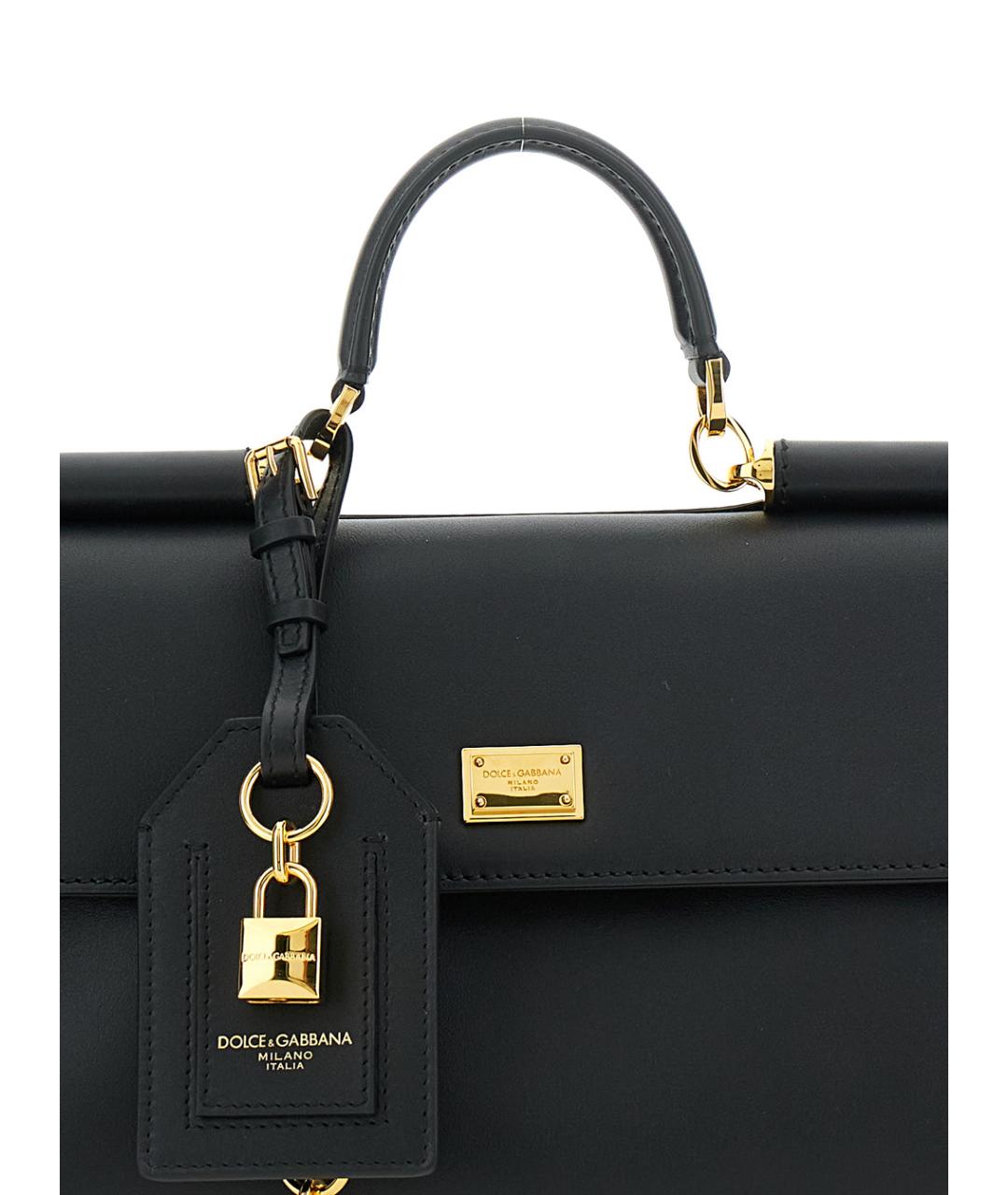 DOLCE&GABBANA Черная кожаная сумка с короткими ручками, фото 3