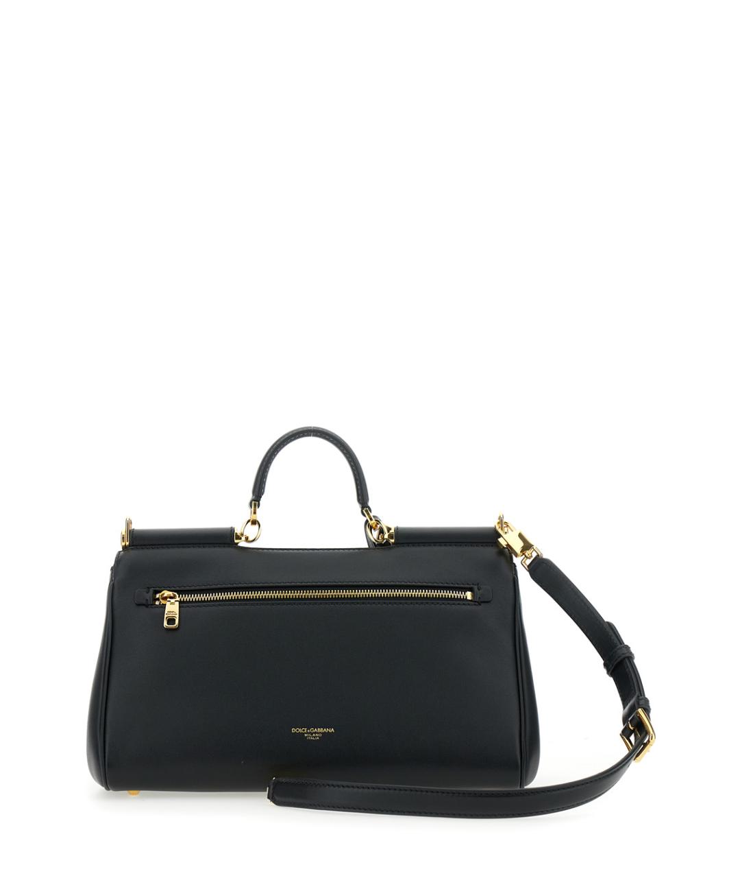 DOLCE&GABBANA Черная кожаная сумка с короткими ручками, фото 2