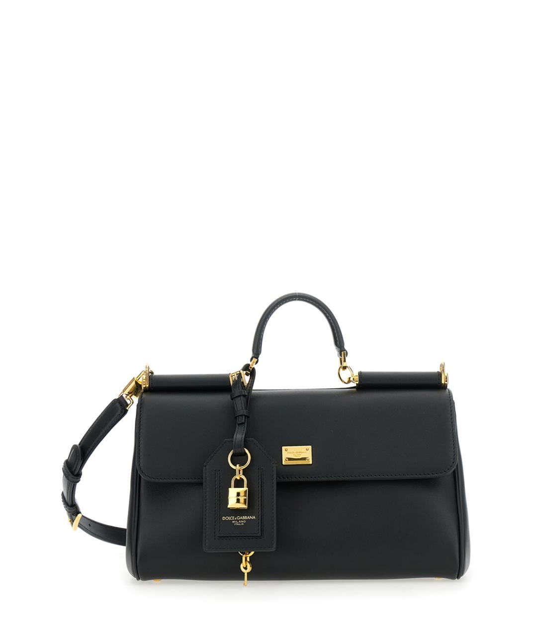 DOLCE&GABBANA Черная кожаная сумка с короткими ручками, фото 1