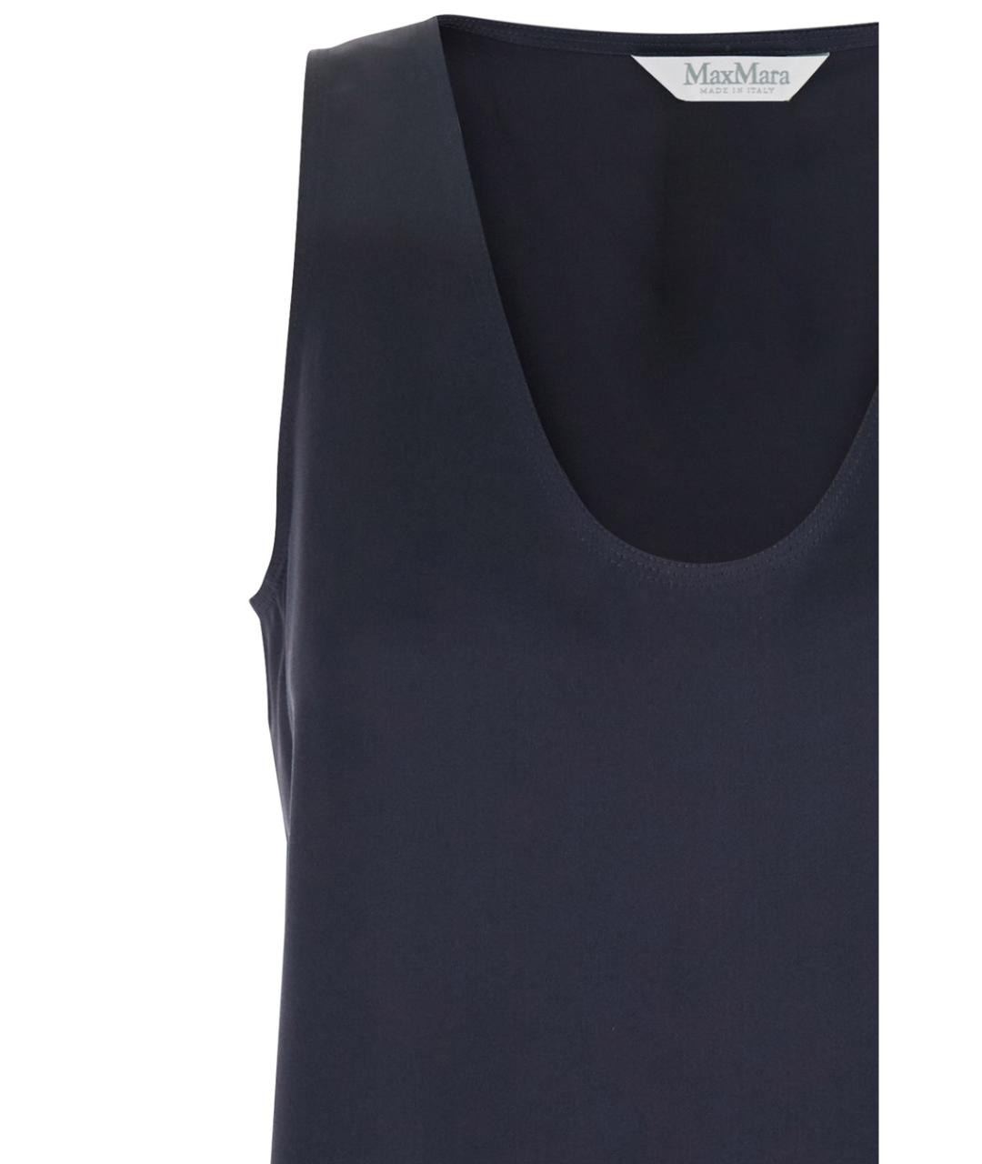 MAX MARA Темно-синяя шелковая майка, фото 3