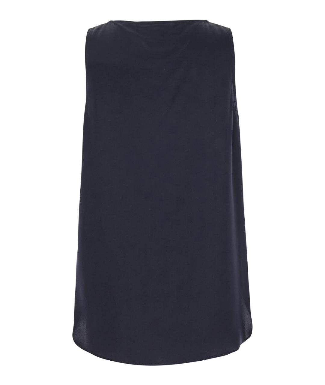 MAX MARA Темно-синяя шелковая майка, фото 2