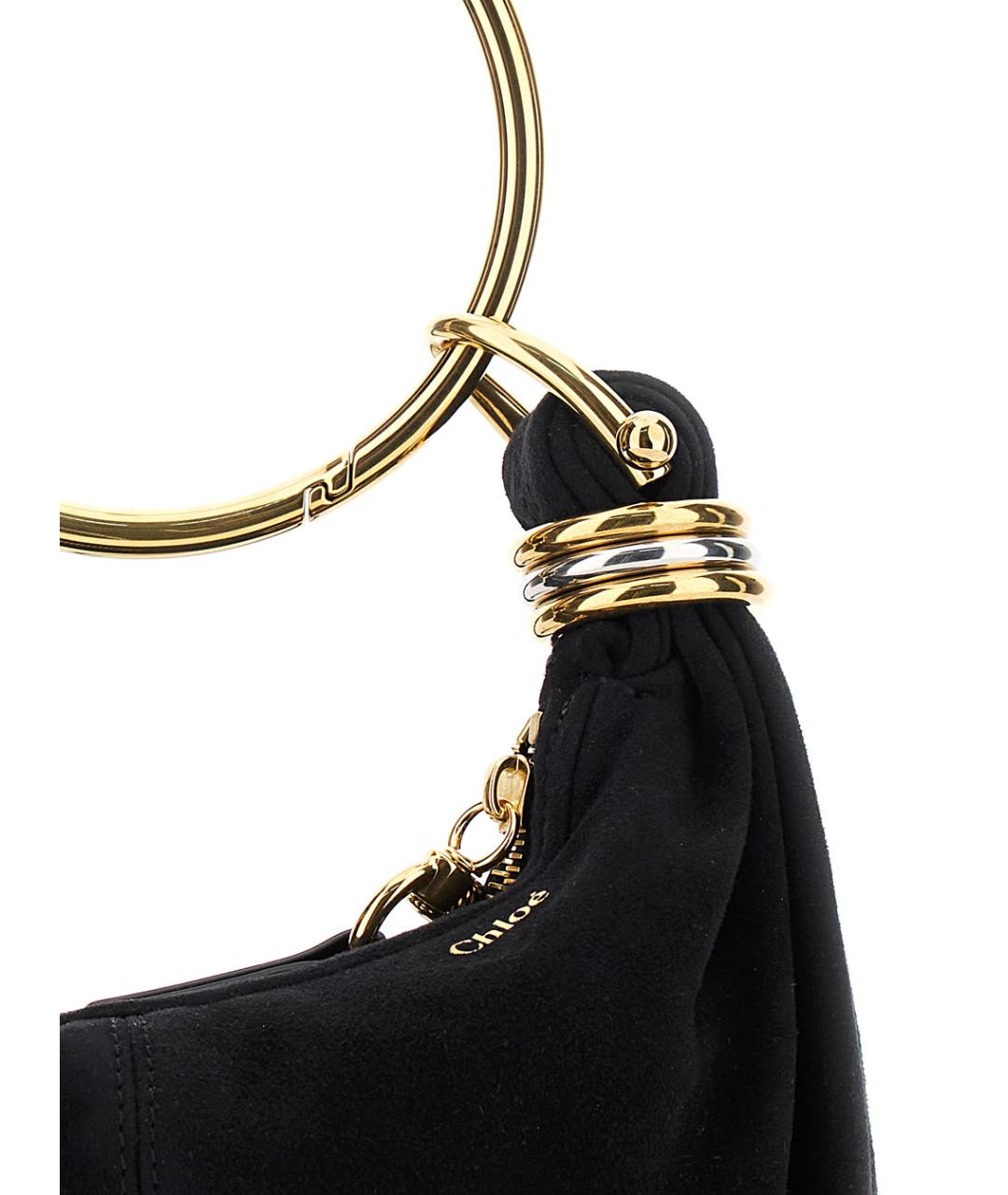 CHLOE Черная замшевая сумка с короткими ручками, фото 3