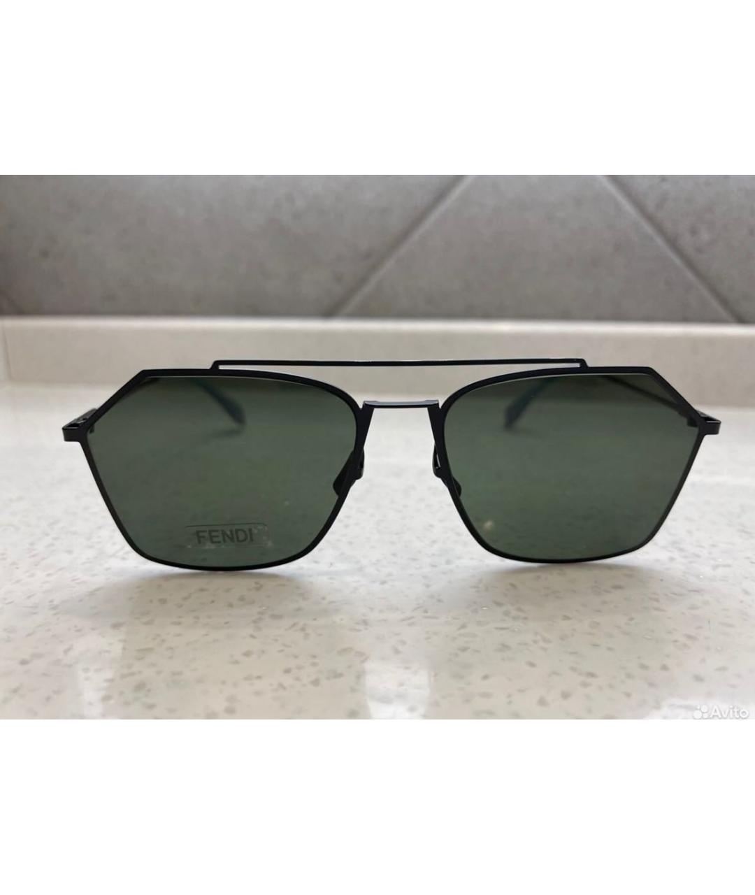 FENDI Зеленые металлические солнцезащитные очки, фото 2