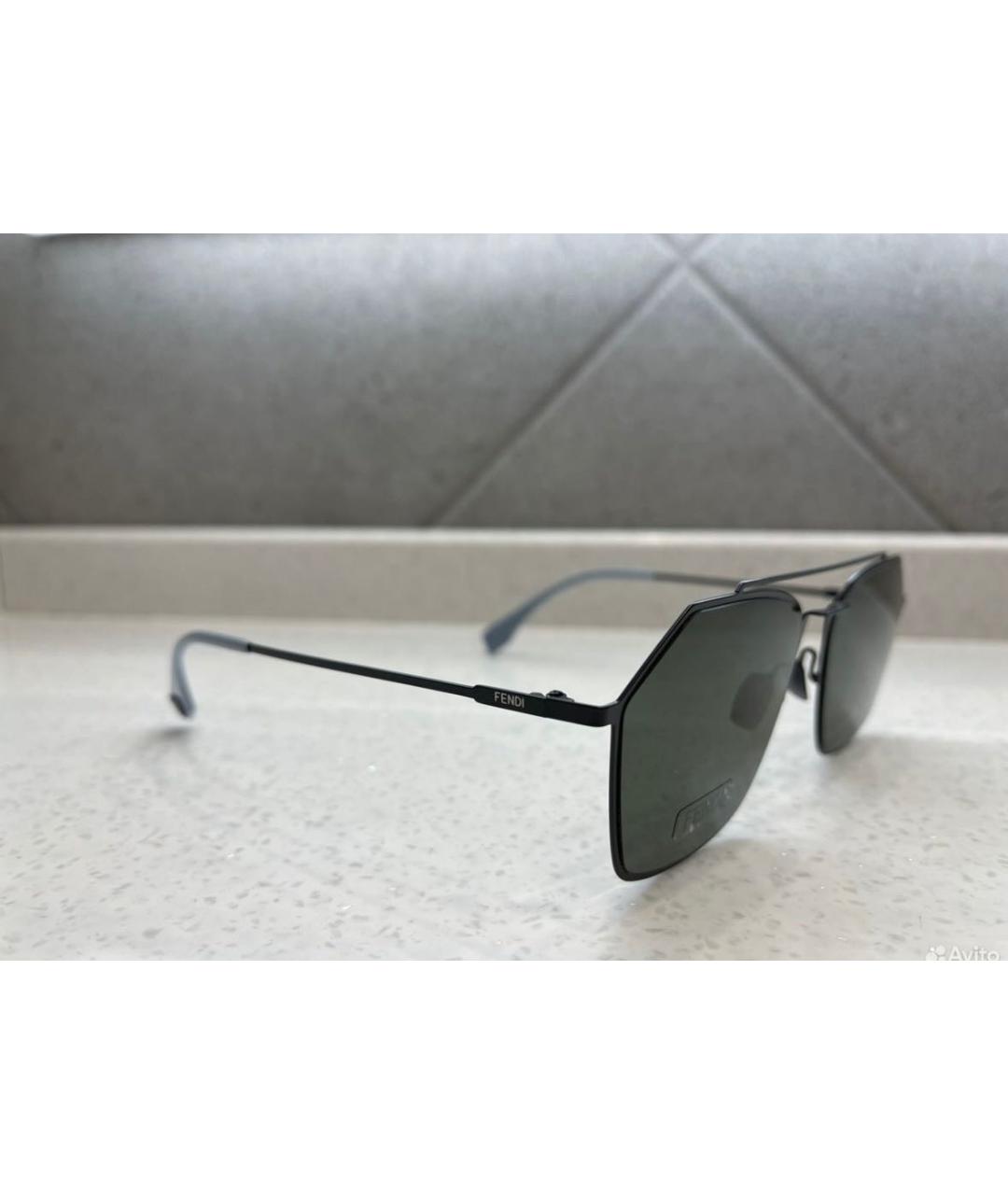 FENDI Зеленые металлические солнцезащитные очки, фото 3