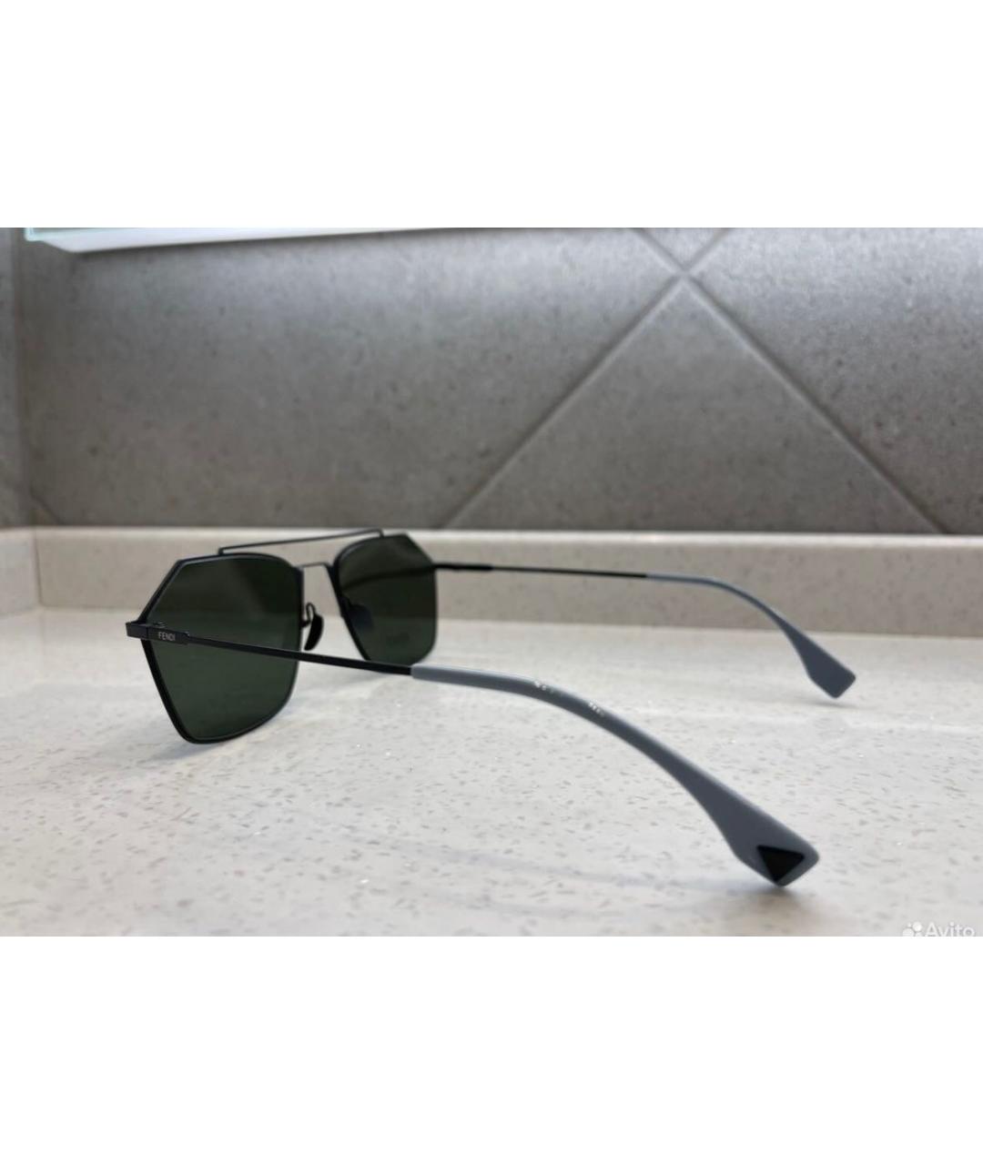 FENDI Зеленые металлические солнцезащитные очки, фото 5