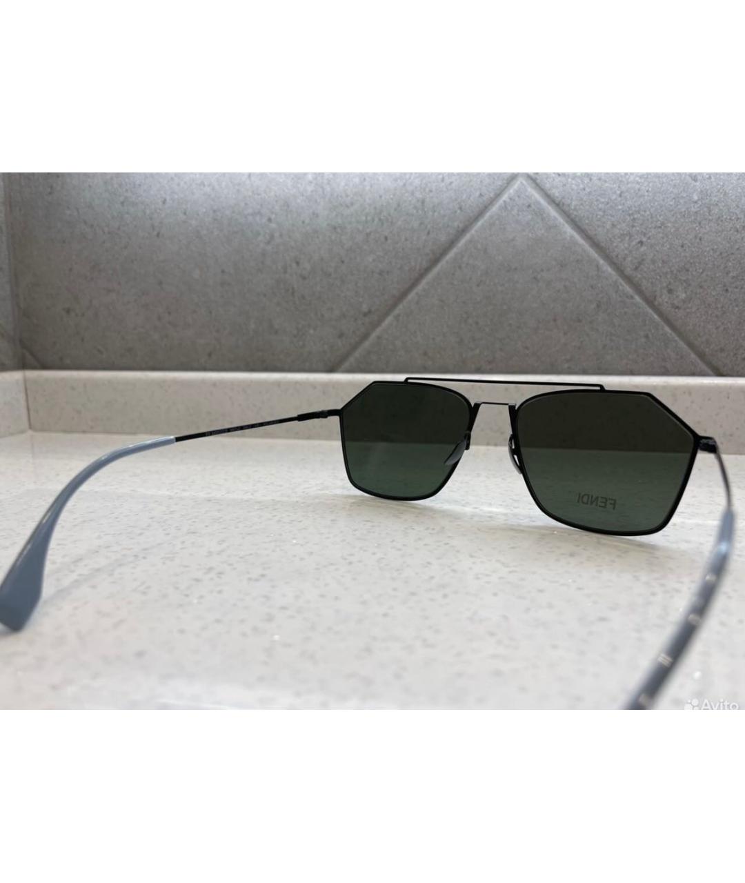 FENDI Зеленые металлические солнцезащитные очки, фото 4