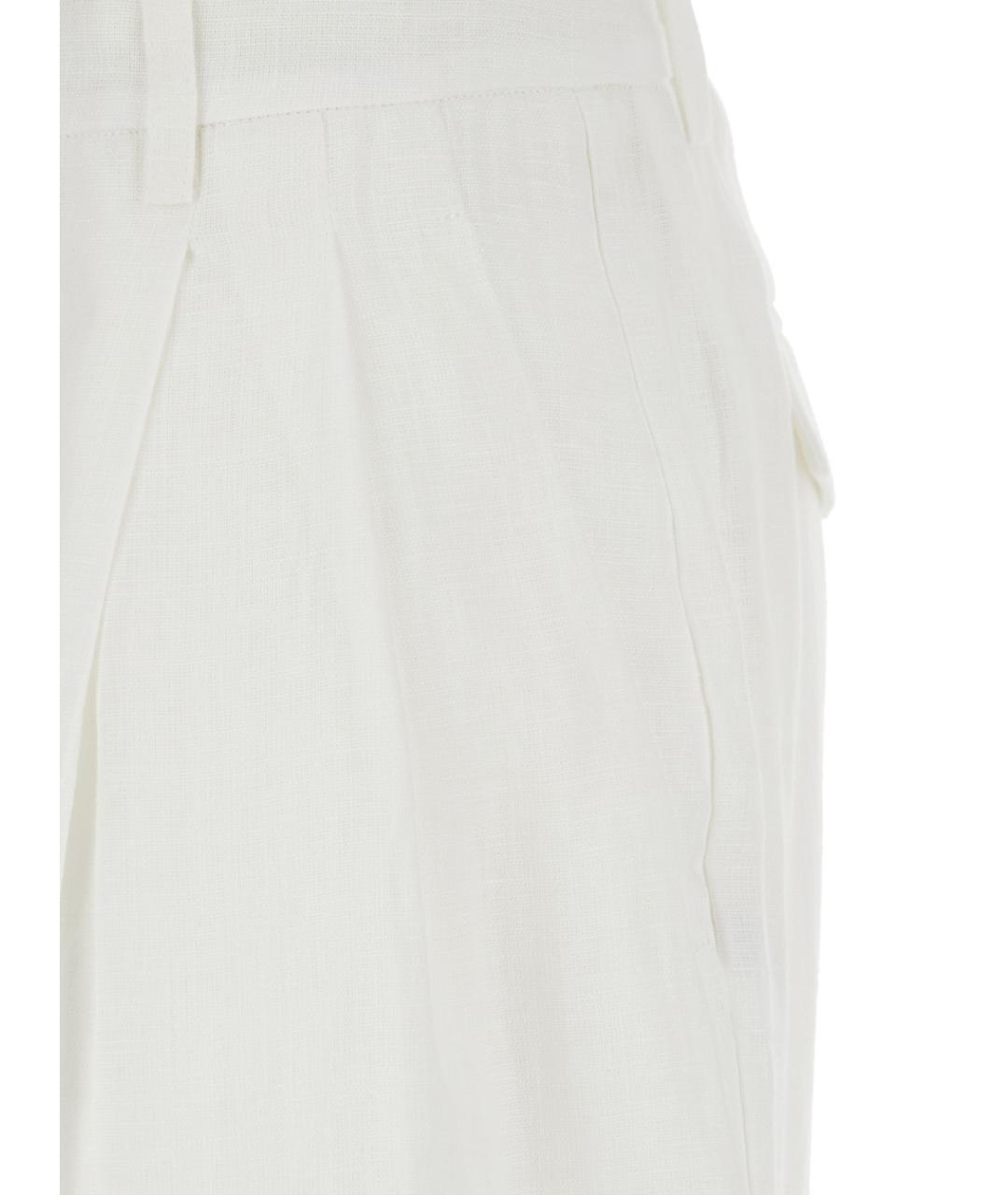 SEMICOUTURE Белые льняные прямые брюки, фото 3