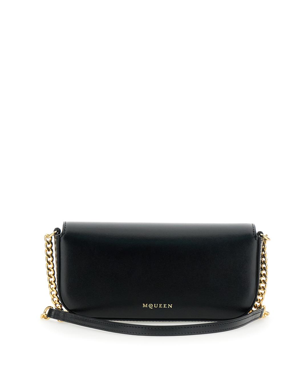 ALEXANDER MCQUEEN Черная кожаная сумка через плечо, фото 2