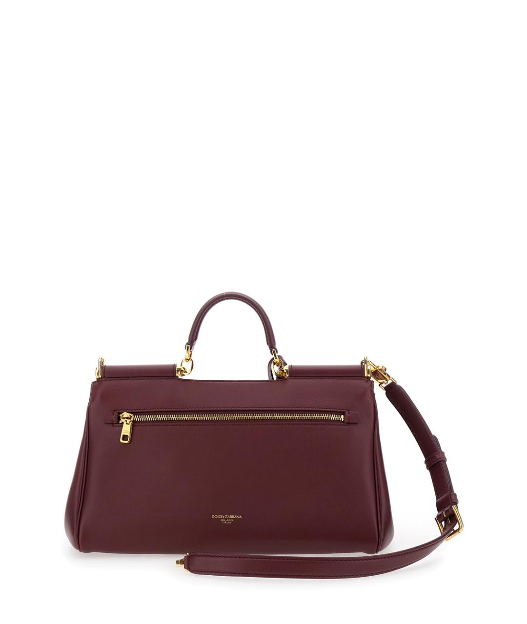 DOLCE&GABBANA Бордовая кожаная сумка с короткими ручками, фото 2