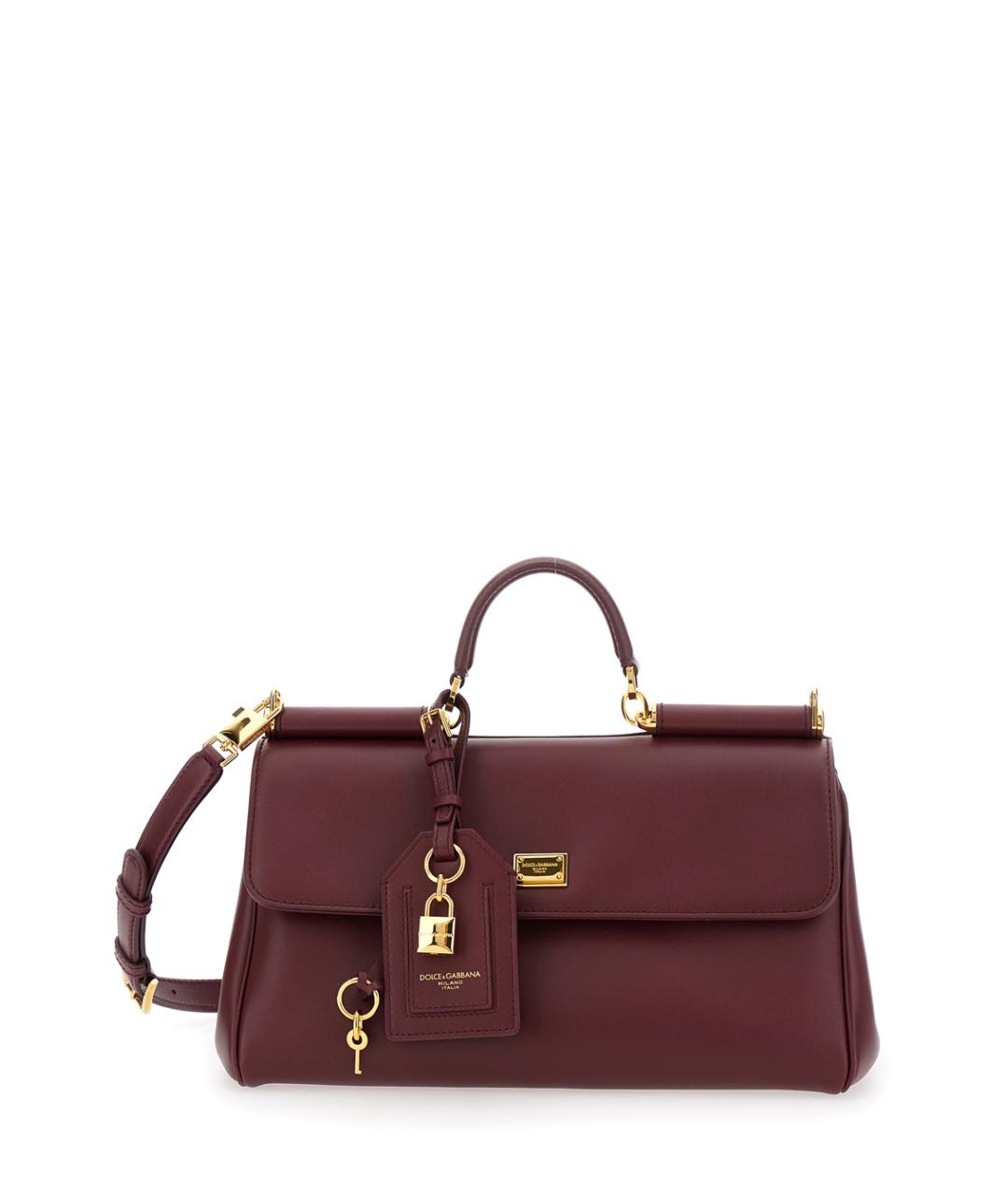 DOLCE&GABBANA Бордовая кожаная сумка с короткими ручками, фото 1