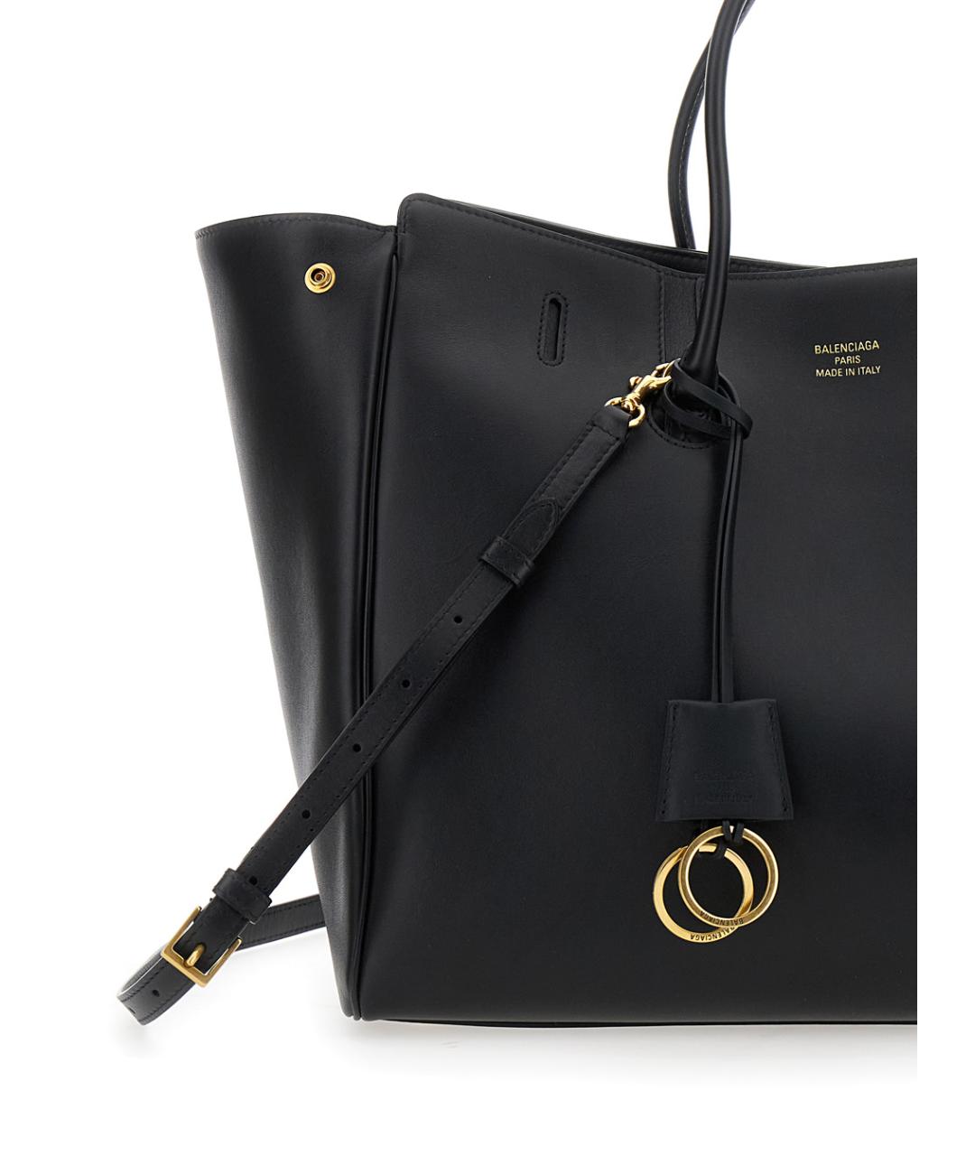 BALENCIAGA Черная кожаная сумка тоут, фото 3