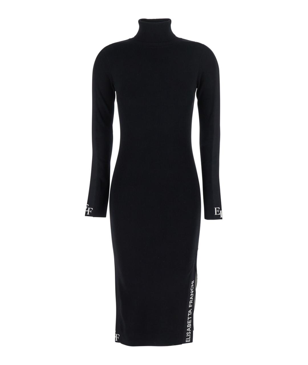 ELISABETTA FRANCHI Черное шерстяное повседневное платье, фото 1