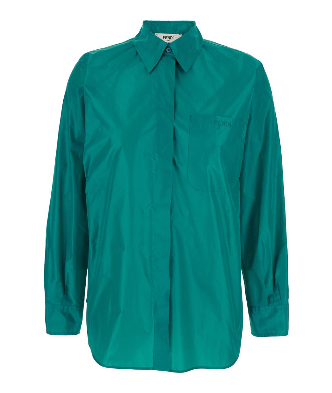 FENDI Бирюзовая шелковая рубашка, фото 1