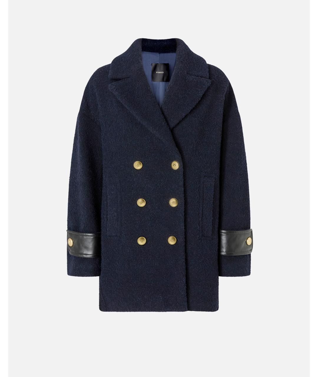 PINKO Темно-синее полиэстеровое пальто, фото 4