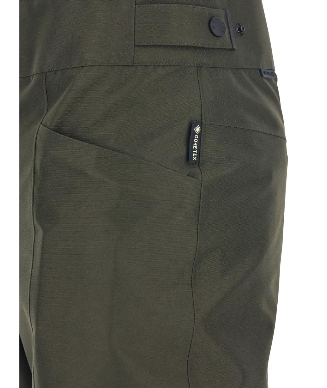 MONCLER GRENOBLE Зеленые полиамидовые прямые брюки, фото 3