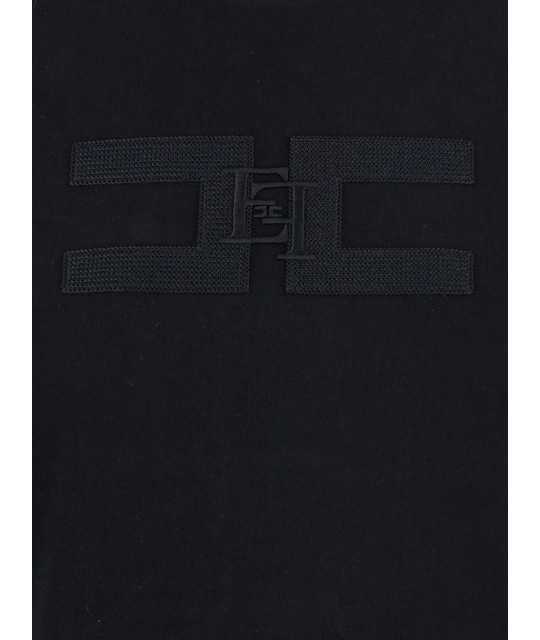 ELISABETTA FRANCHI Черная хлопковая футболка, фото 3