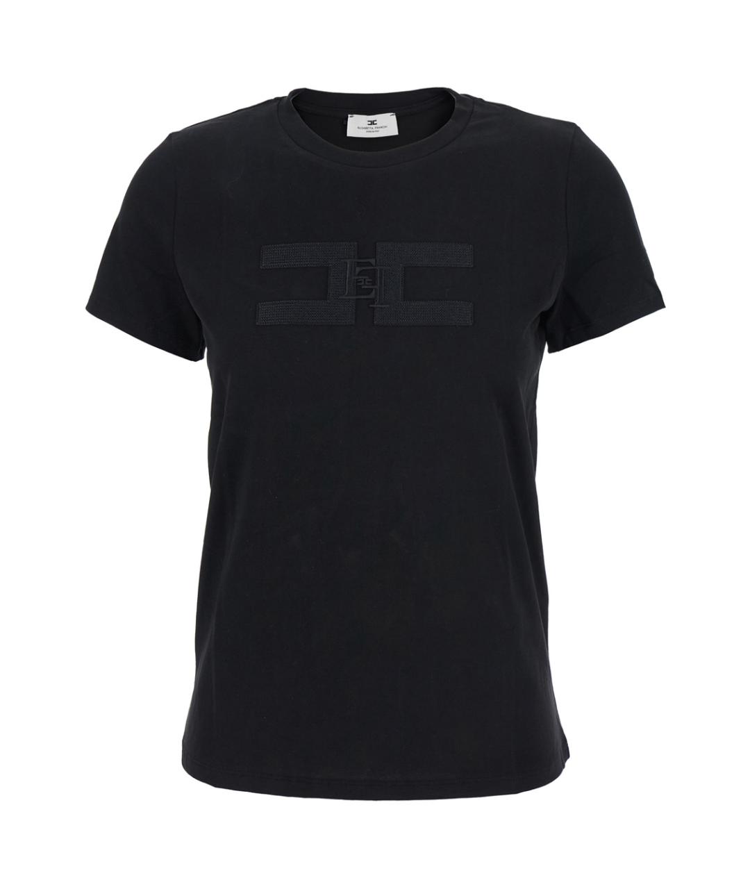 ELISABETTA FRANCHI Черная хлопковая футболка, фото 1