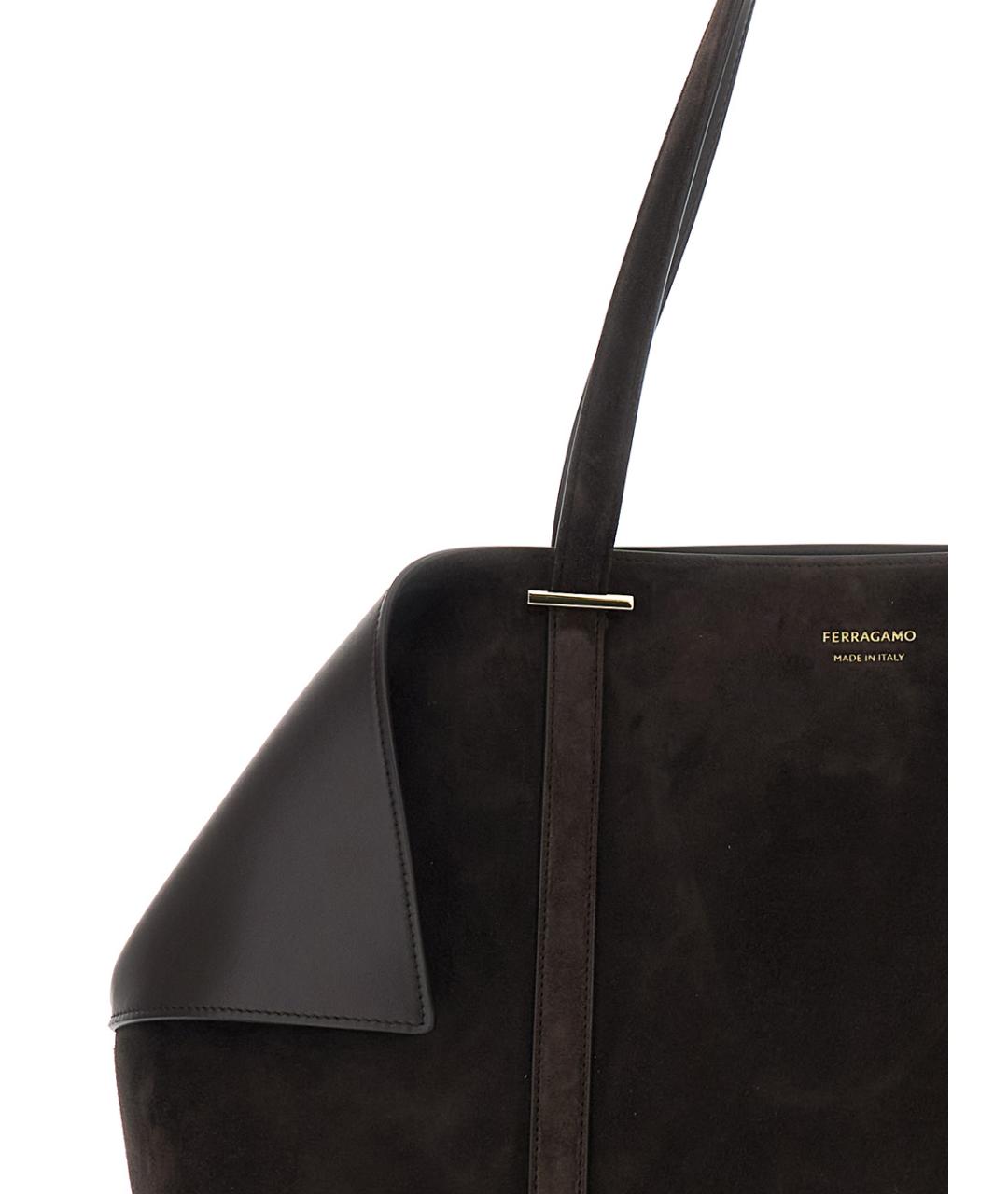 FERRAGAMO Коричневая замшевая сумка тоут, фото 3