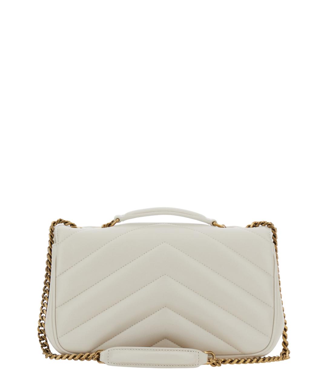 SAINT LAURENT Белая кожаная сумка через плечо, фото 2