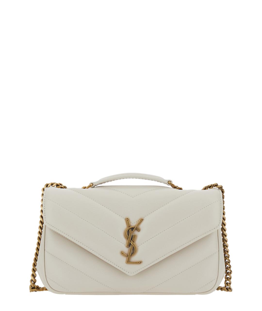 SAINT LAURENT Белая кожаная сумка через плечо, фото 1