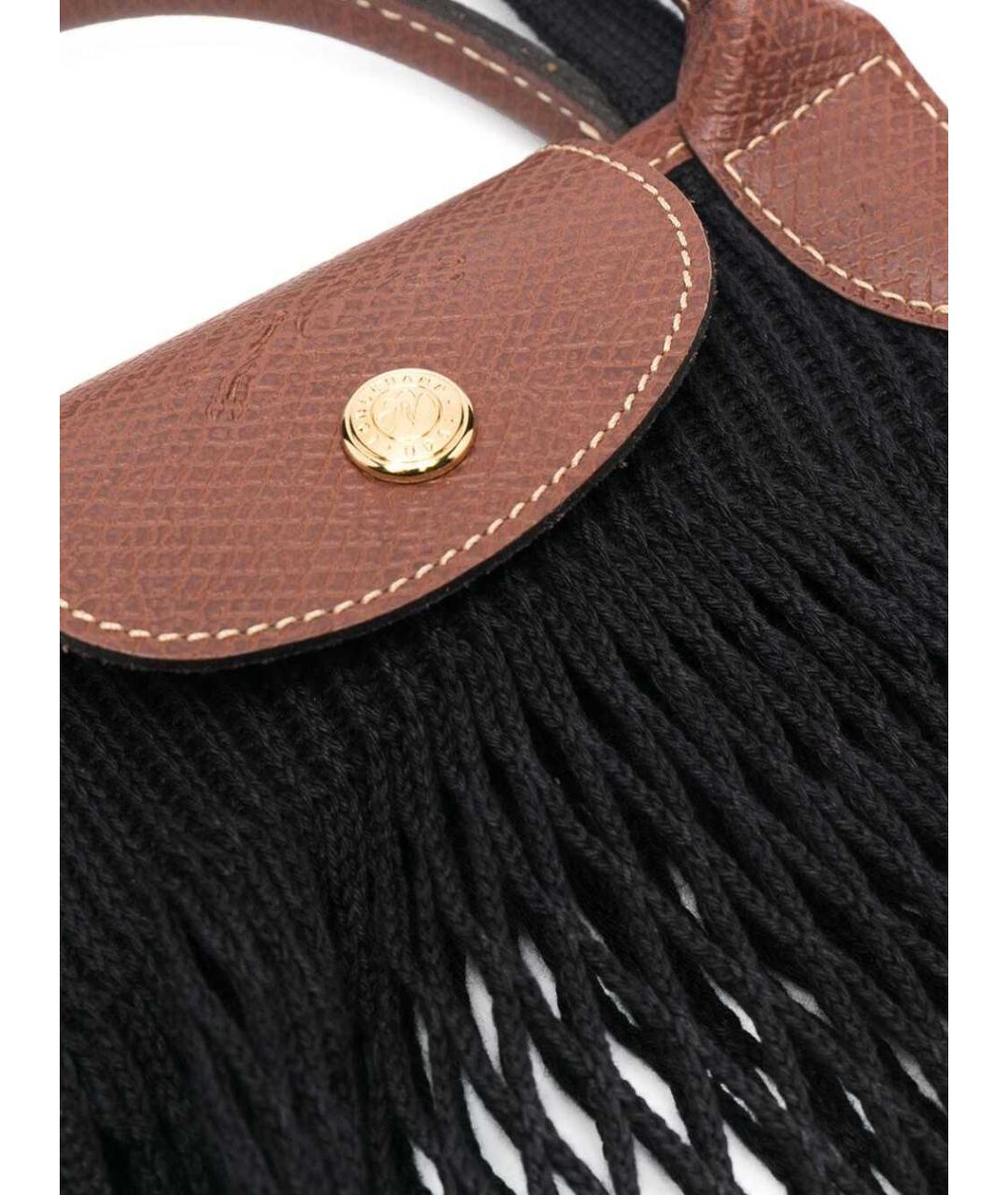 LONGCHAMP Черная хлопковая сумка с короткими ручками, фото 4