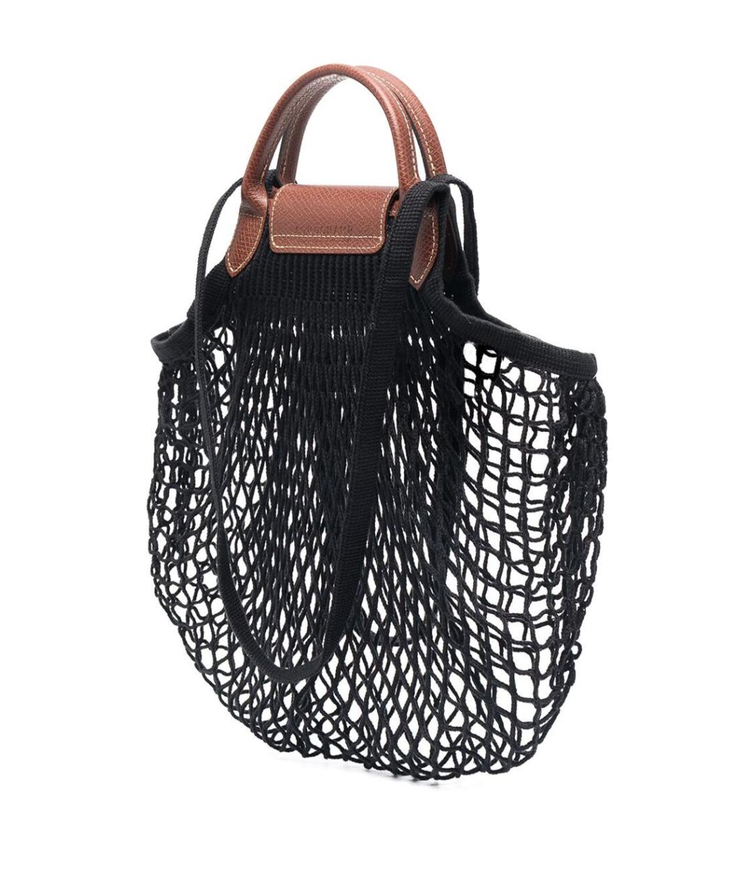 LONGCHAMP Черная хлопковая сумка с короткими ручками, фото 2