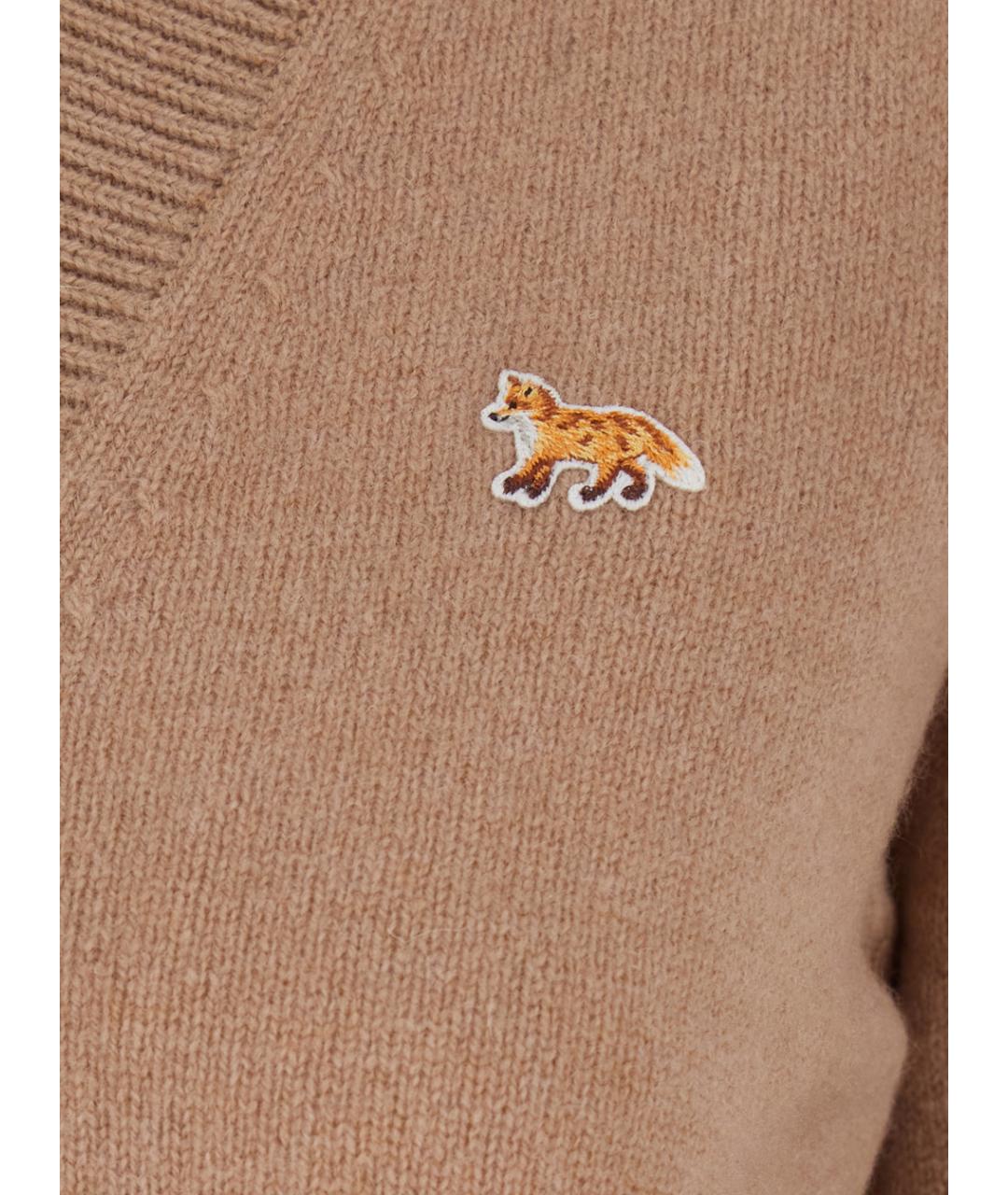 MAISON KITSUNE Коричневый шерстяной джемпер / свитер, фото 3