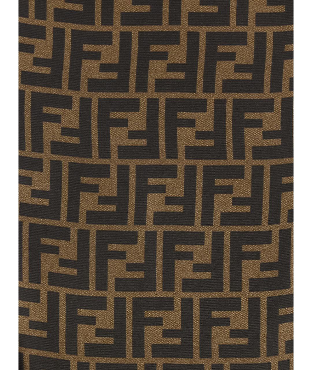 FENDI Коричневая шелковая юбка миди, фото 3